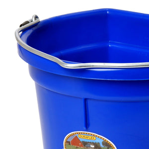Little Giant Heavy Duty 22 Quart Flat Back Plastic Bucket w/ Metal Handle, Blue - TRAPSKI