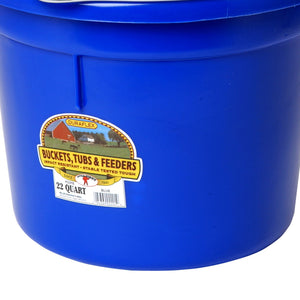 Little Giant Heavy Duty 22 Quart Flat Back Plastic Bucket w/ Metal Handle, Blue - TRAPSKI