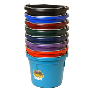 Little Giant Heavy Duty 22 Quart Flat Back Plastic Bucket w/ Metal Handle, Navy