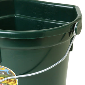 Little Giant 22 Quart Flat Plastic Animal Feed Bucket with Knob Bail, Green