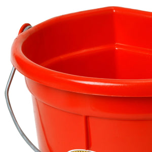 Little Giant 22 Quart Flat Durable Plastic Animal Feed Bucket w/ Knob Bail, Red - TRAPSKI