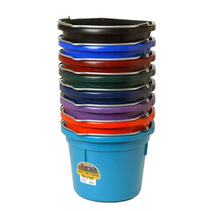 Little Giant Heavy Duty 22 Quart Flat Back Plastic Bucket w/ Metal Handle, Green