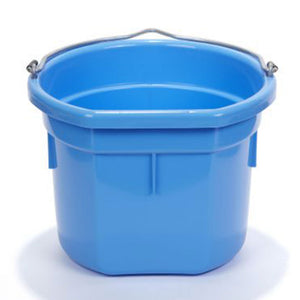 Little Giant Heavy Duty 8 Quart Flat Back Plastic Bucket w/ Metal Handle, Berry