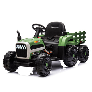 Ride On Tractor With Trailer - 24V Battery Powered Electric Tractor Toy
