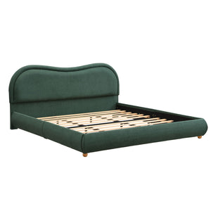 Upholstered Platform Bed Frame With Curved Headboard