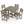 Antique Wood Color HDPE 5-Piece Outdoor Patio Dining Set with Square Table and 4 Armless Chairs, Umbrella Hole