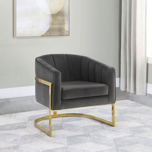 Tufted Barrel Accent Chair Upholstered Lounge Chair - Gray