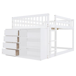 Bunk Bed With 4 Drawers and 3 Shelves