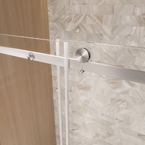 Frameless Single Sliding Shower Door & Handle And Square Tube Track