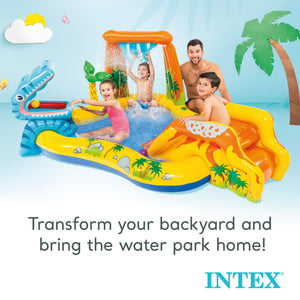 Intex 120V Electric Air Pump & Intex Inflatable Dinosaur Play Center Kids Pool