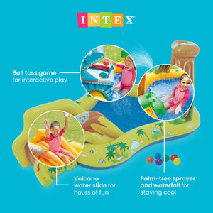 Intex Inflatable Kids Dinosaur Play Center Outdoor Water Park Pool with Slide