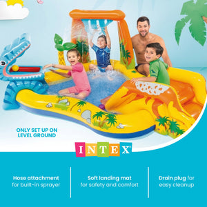 Intex Inflatable Kids Dinosaur Play Center Outdoor Water Park Pool with Slide