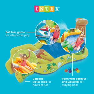Intex Inflatable Kids Dinosaur Play Center Outdoor Water Park Pool with Slide