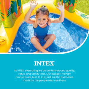 Intex Inflatable Kids Dinosaur Play Center Outdoor Water Park Pool with Slide