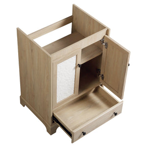 Bathroom Vanity Base, Cabinet With Carved Floral Doors - Natural Wood