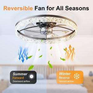 23.6" Ceiling Fan with Lights, Remote and App Control