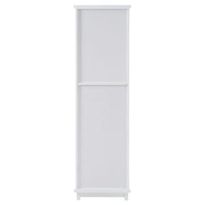 Tall Bathroom Storage Cabinet With Glass Doors, Free-Standing, Two Drawers, And Adjustable Shelves, Board, Painted Perfect For Displaying Your Favorite Items