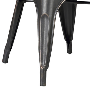 Set of 4 Stackable Metal Dining Chairs, Modern Industrial Slat Back