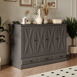 Murphy Bed Chest Cube Cabinet With Charging Station And Large Storage Drawer