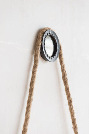 Handsome Cleveland Mirror With Rope Strap Contemporary Design Circle Mirror With Round Metal Frame For Wall Decor