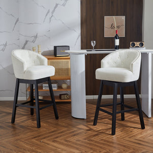 360 Degree Rotation Swivel Counter Stools with Fabric Upholstery - Black or Light Brown