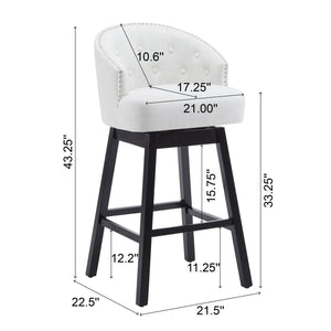 360 Degree Rotation Swivel Counter Stools with Fabric Upholstery - Black or Light Brown