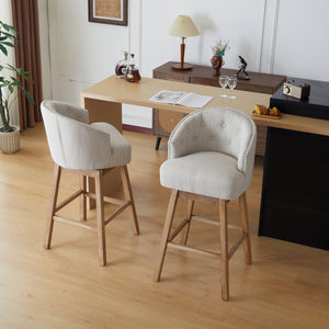 360 Degree Rotation Swivel Counter Stools with Fabric Upholstery - Black or Light Brown