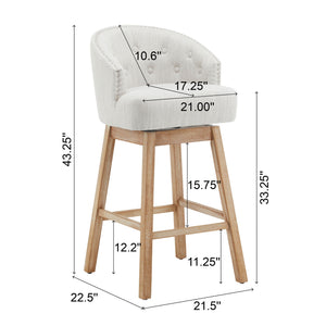 360 Degree Rotation Swivel Counter Stools with Fabric Upholstery - Black or Light Brown