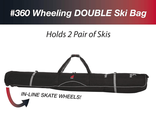 BLACK ATHALON WHEELING DOUBLE SKI BAG - PADDED - 190CM - TRAPSKI, LLC