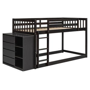 Bunk Bed With 4 Drawers and 3 Shelves