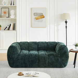 Quilted Cloud Sofa With Rounded Armrests And Piano Key Backrest Design