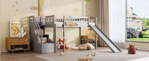 Loft Stairway Bed With 2 Drawers, Convertible Ladder And Slide