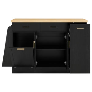 Kitchen Sideboard With Sliding Door Cabinet, 3 Tier Spice Rack