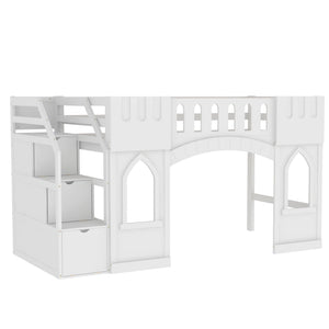Loft Bed With Storage Staircase And Windows