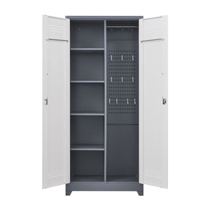 Lockers With Locking Doors, Adjustable Shelves, High Broom Tool Storage Cabinet