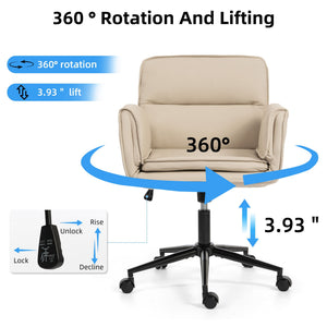 Criss Cross Swivel Desk Chair With Adjustable Armrests & Wheels For Home Office