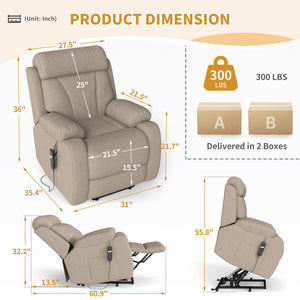 Power Lift Recliner for Elderly - Adjustable Velvet Chair