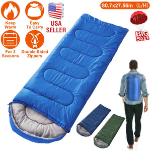 Camping Sleeping Bags for Adults Teens Moisture-Proof Hiking Sleep Bag with Carry Bag 32-50℉ for Spring Autumn Winter Seasons