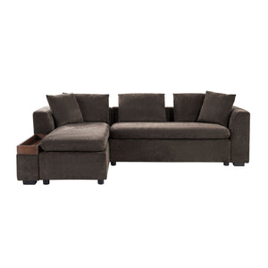Modern L Shaped Sectional Sofa With Upholstery And Wooden Storage