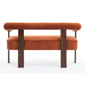 Round Armrest Loveseat (Dark Orange + Brown)