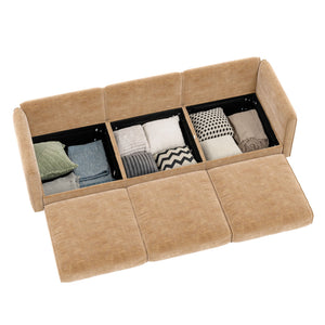 Stylish Sofa With Storage Seat And Cylindrical Backrest