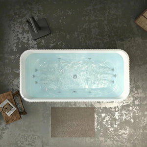 67" Rectangle Linear Acrylic Massage Whirlpool Freestanding Bathtub