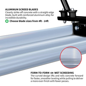 Tomahawk Battery Power Screed 36V 7ah Single Aluminum Blade Bundle (Choose 4ft, 6ft, 8ft, 10ft, 12ft, 14ft)