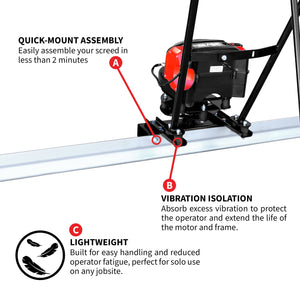 Tomahawk Battery Power Screed 36V 7ah Single Aluminum Blade Bundle (Choose 4ft, 6ft, 8ft, 10ft, 12ft, 14ft)