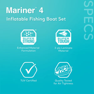 Intex Mariner 4 Inflatable Raft River/Lake Dinghy Boat Set & Motor Mount Kit