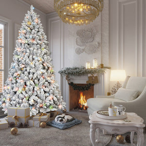 6FT Flocked Christmas Tree with 350 Colorful UL Lights