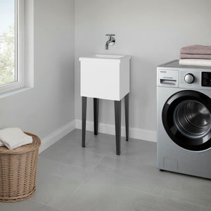 Katy Compact Utility Sink with Metal Legs for Laundry Room