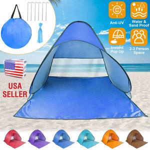 Pop Up Beach Tent Sun Shade Shelter Anti-UV Automatic Waterproof Tent Canopy for 2/3 Man w/ Net Window Storage Bag for Outdoor Beach Camping Fishing P