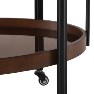 Oval 2 Shelf Dark Kitchen Cart