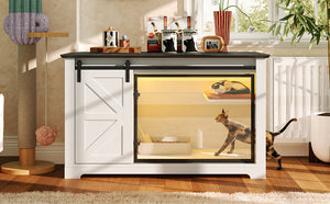 46" Farmhouse Cat Litter Box Enclosure with Sliding Barn Door